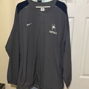Nike Gray and Navy Football Quarter-Zip Pullover